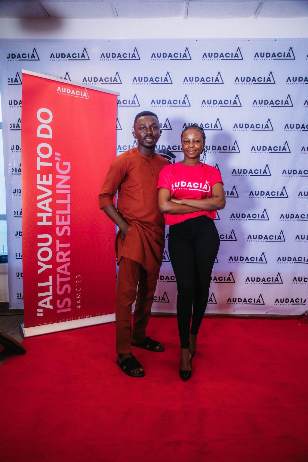 Audacia representatives at a branded event